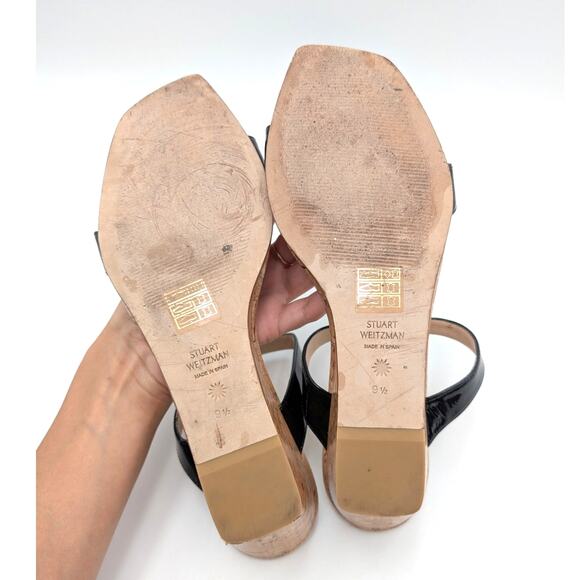 Stuart Weitzman Aleena Wedge Slide Sandal Women's Black Size US9.5 EU40 - Picture 8 of 11